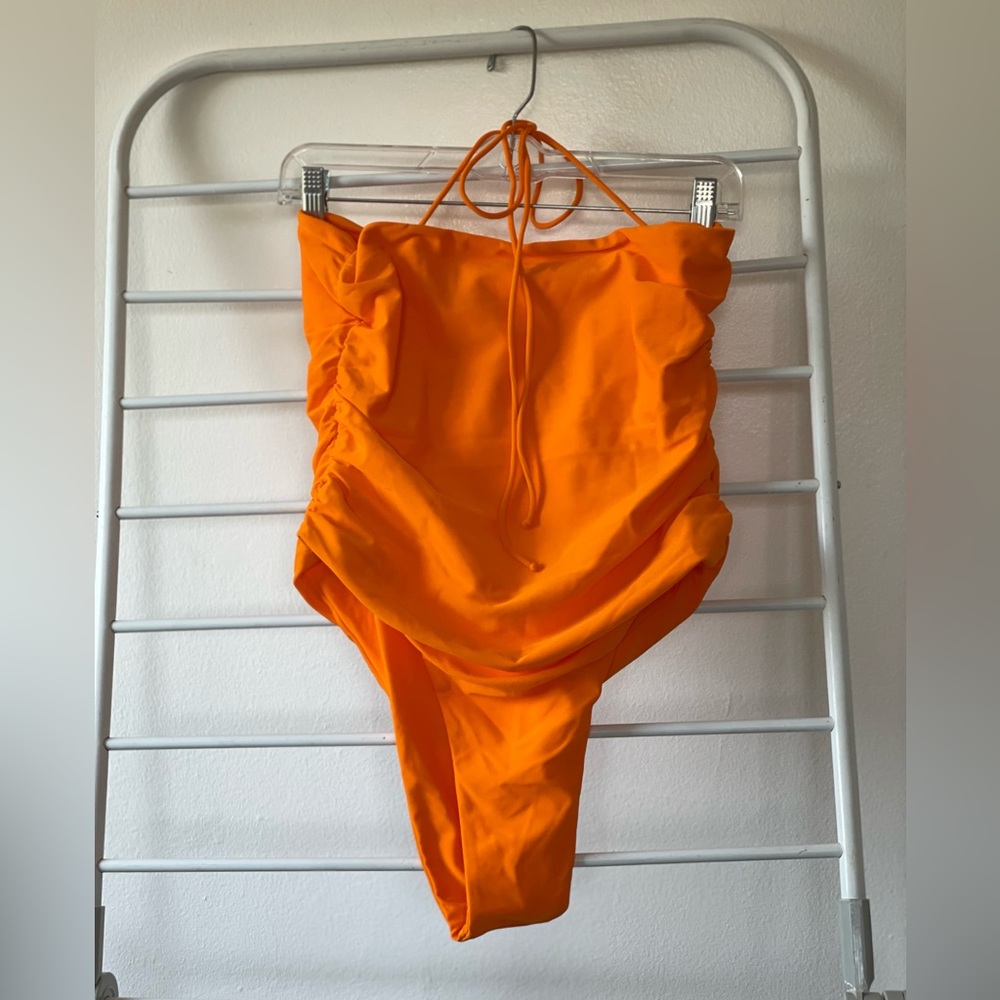 Palma One Piece Strapless Swim Suit in Mandarino (orange)